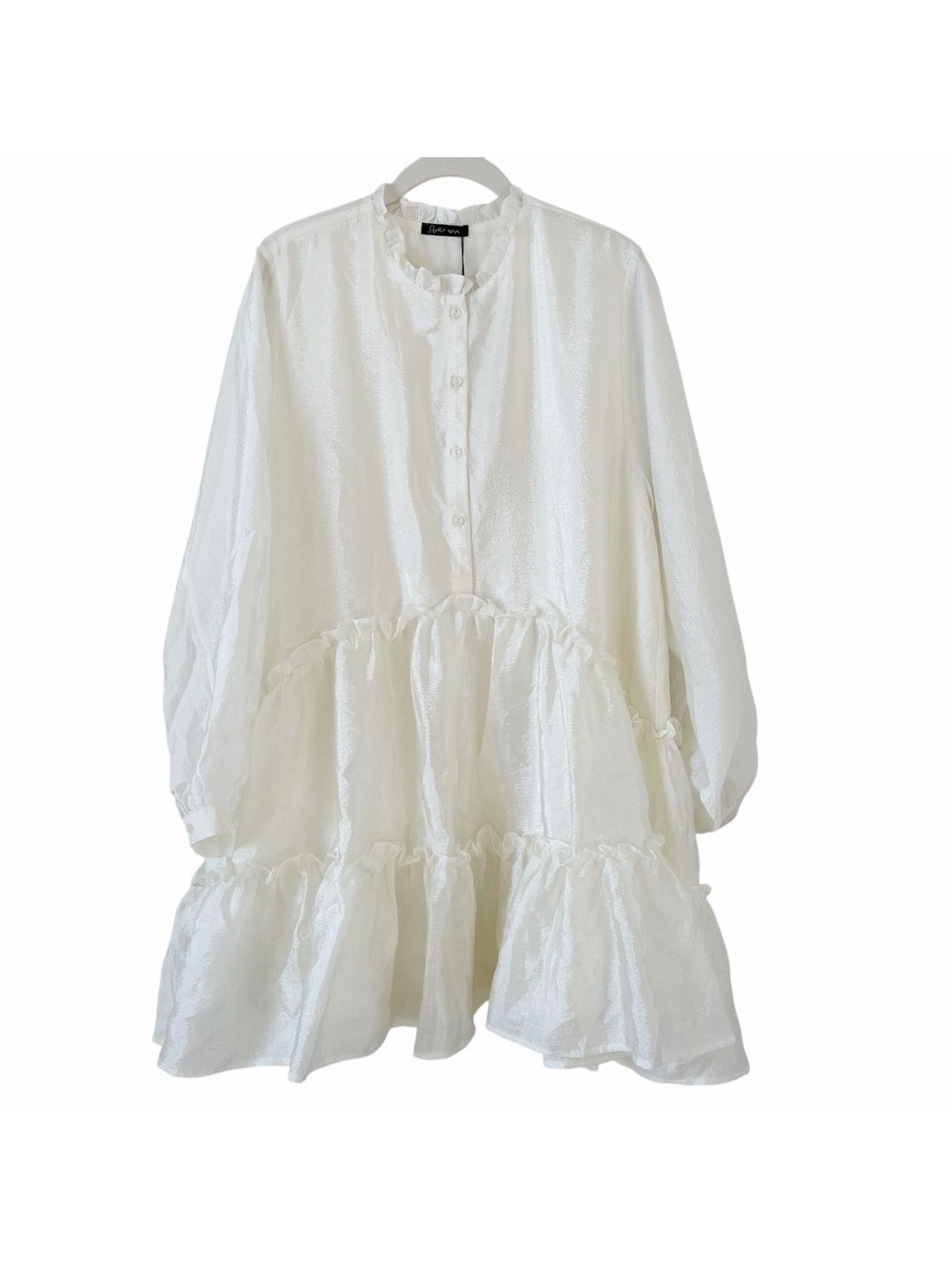 Stella Nova Halia Dress Cream Size 38 US 8 Holiday Luxury Ruffle Tiered Neutral